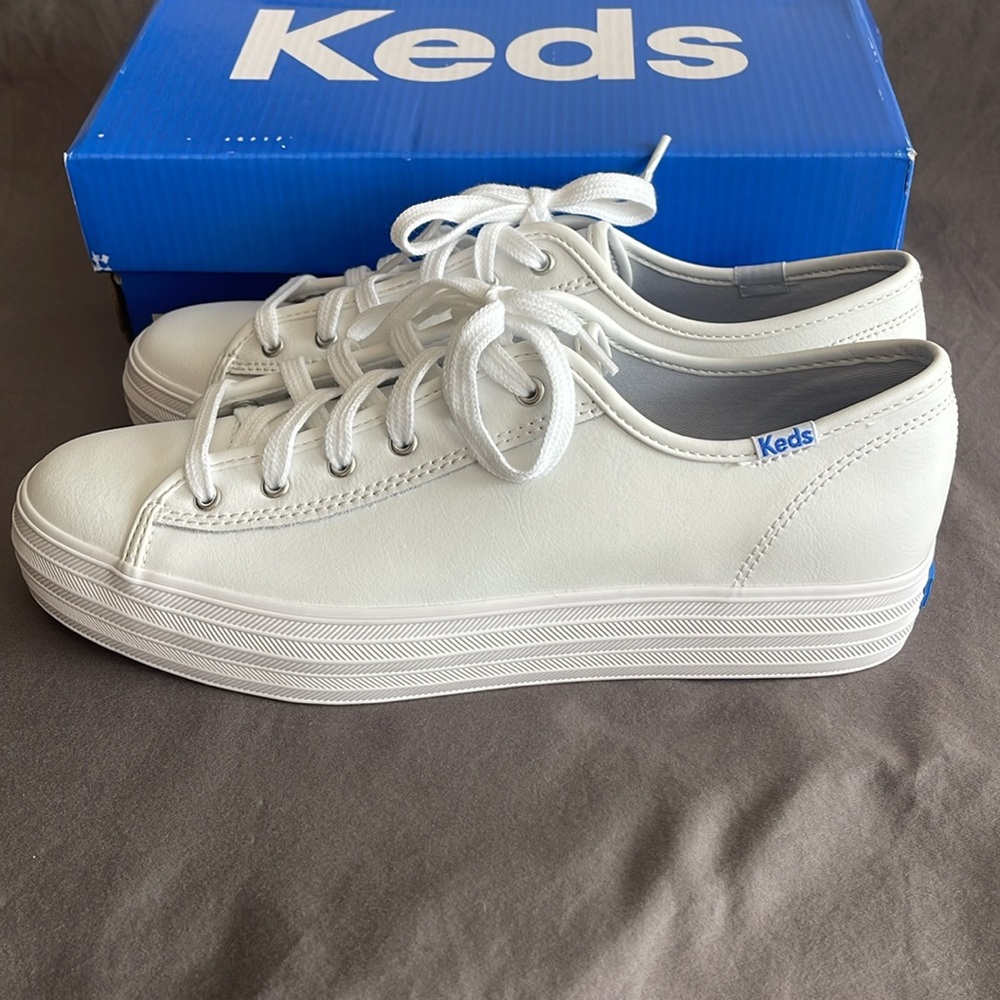 Keds Triple Kick White Leather Platform Sneaker 8.5 - Picture 2 of 9